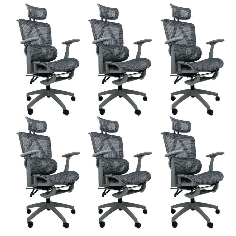 Kit 6 Cadeiras de Escritório Presidente Executiva Oficial Titan Cinza