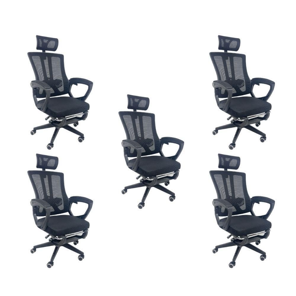 Kit 5 Cadeiras de Escritório Presidente Executiva Oficial Paris Preto