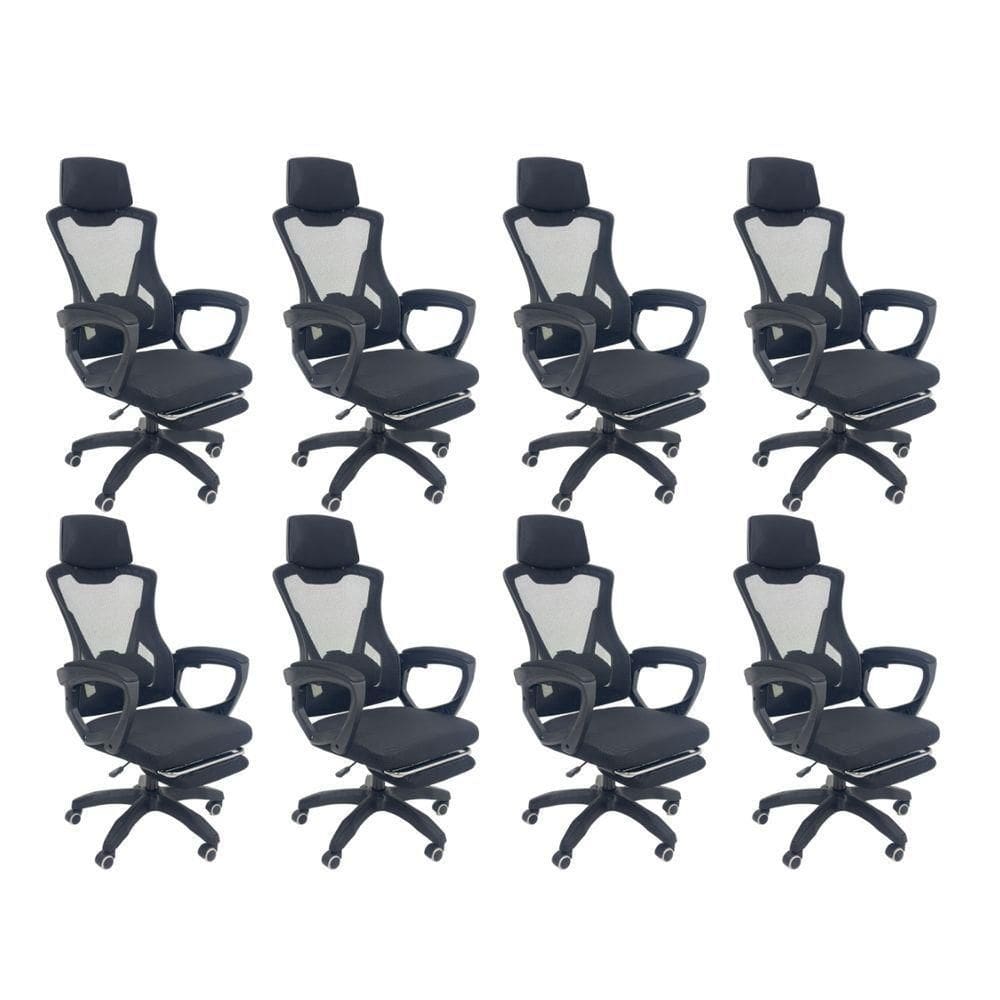 Kit 8 Cadeiras de Escritório Presidente Executiva Oficial Supreme Preto