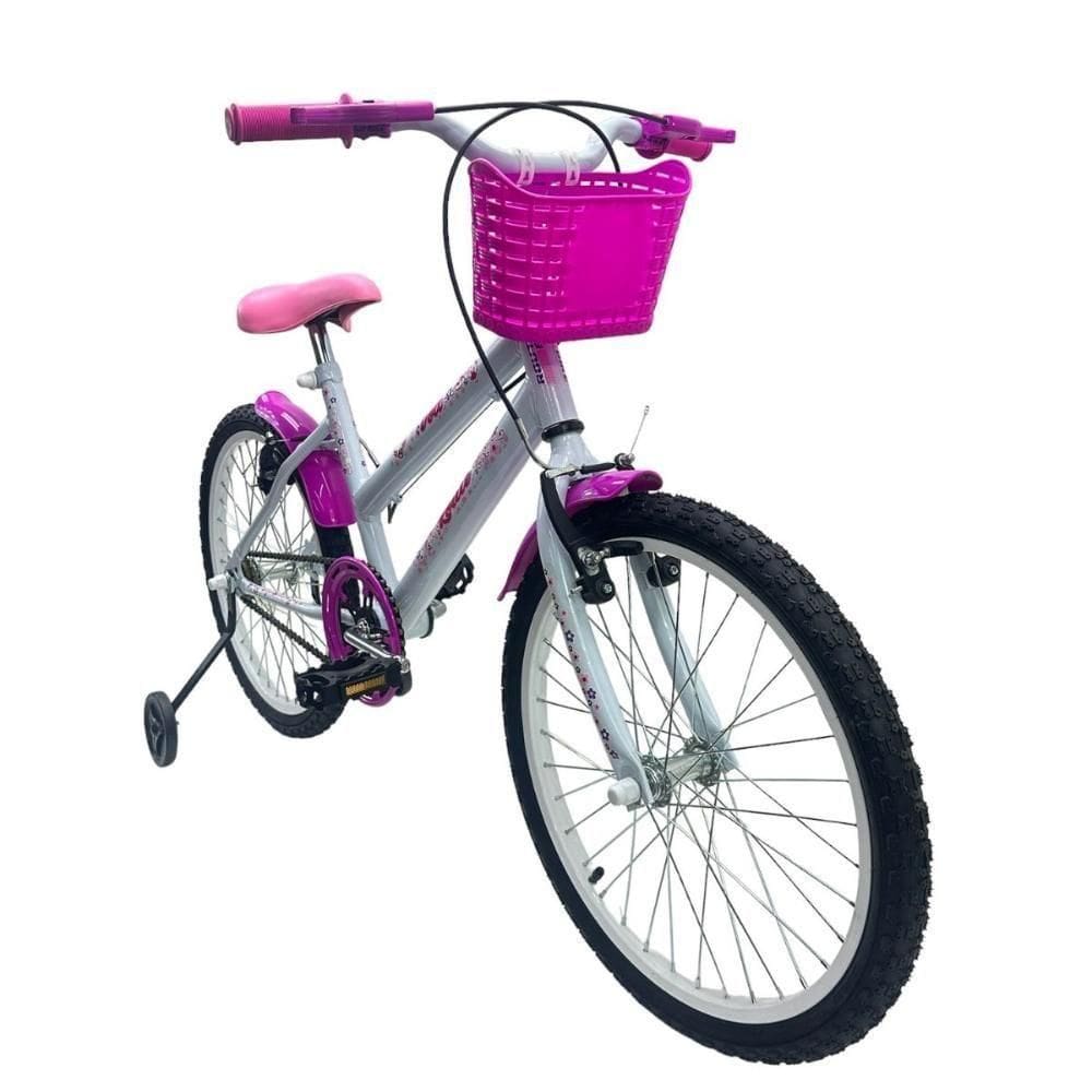 Bicicleta Aro 20 Feminina Infantil Cesta Rodinha Lateral