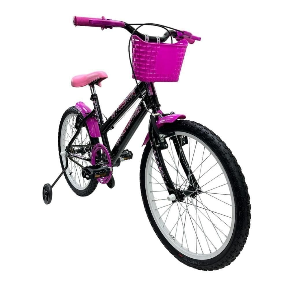 Bicicleta Aro 20 Feminina Infantil Cesta Rodinha Lateral