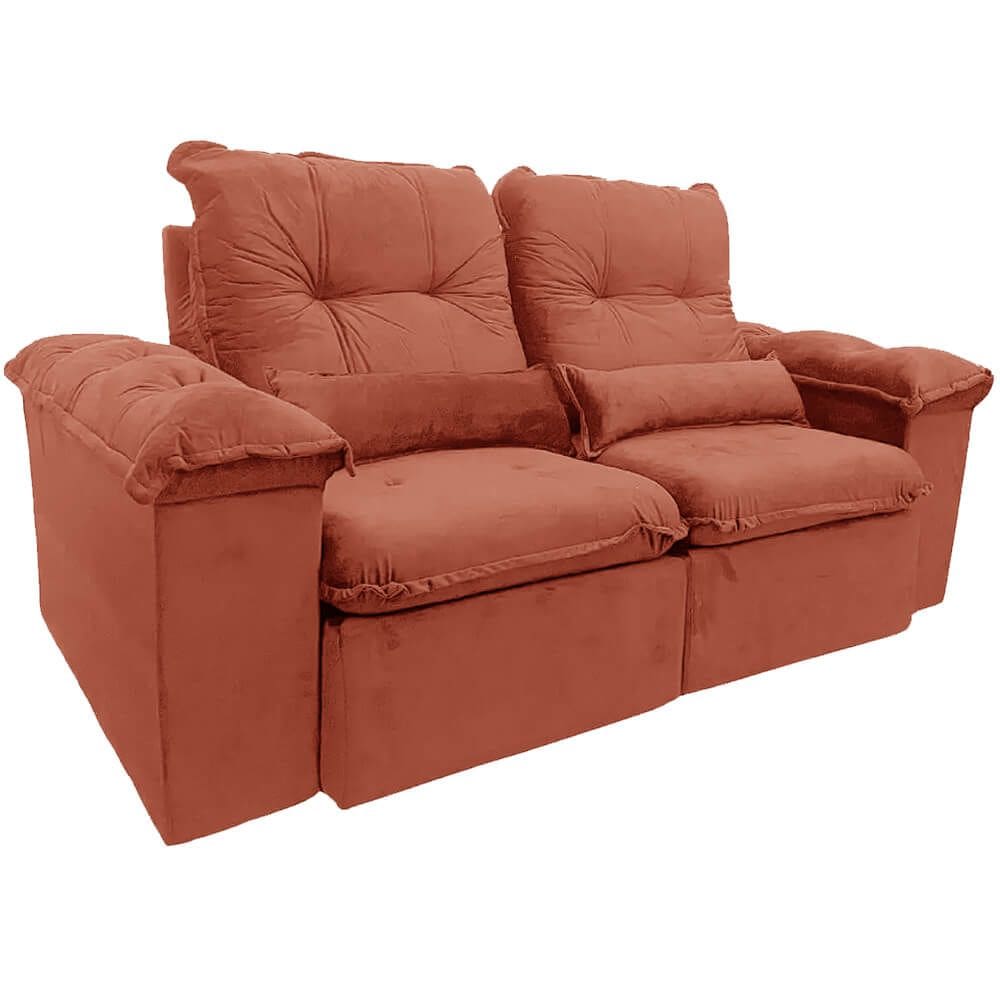 Sofá Arsenal 4 Lugares Retrátil e Reclinável 230cm Tecido Veludo Aifos Cor Cobre