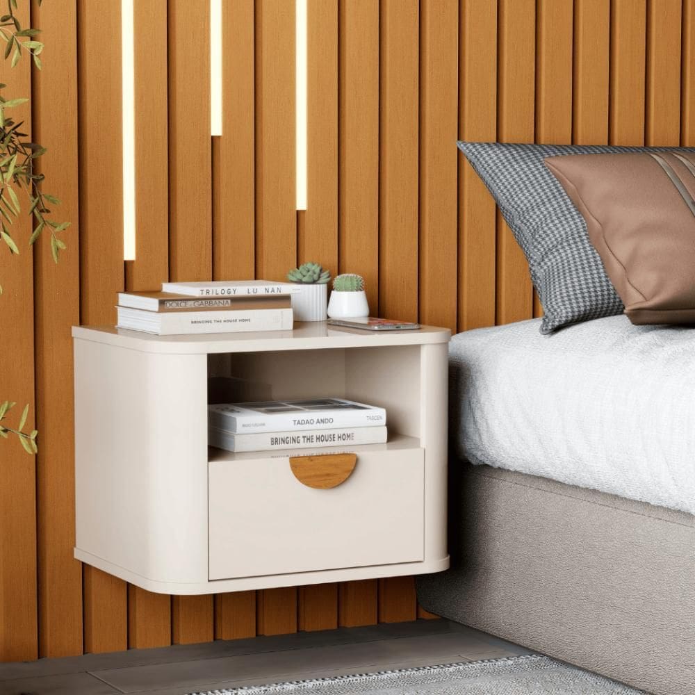 Mesa De Cabeceira Suspensa Buriti 1G Nicho Off White JB