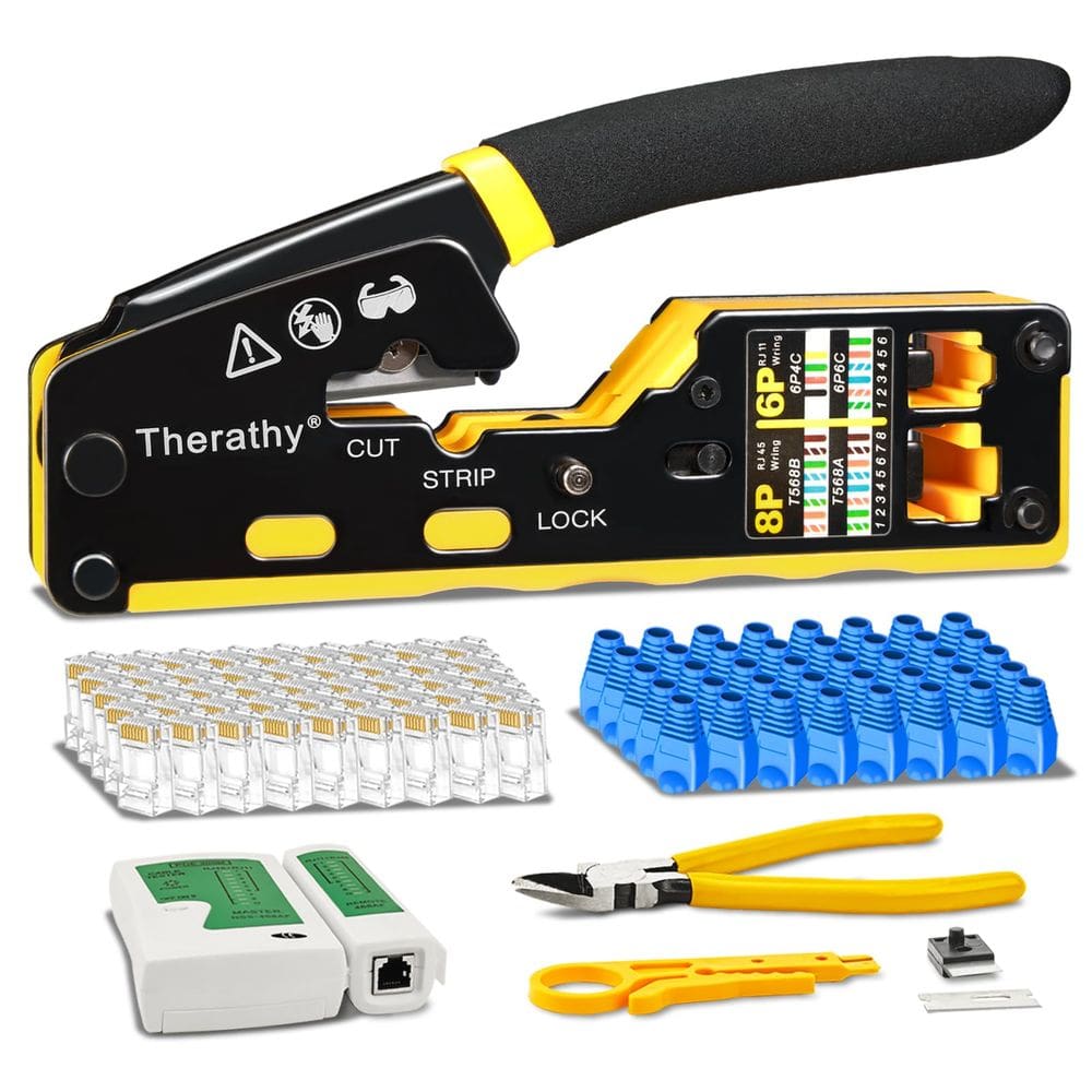 Ferramenta de crimpagem RJ45 Therathy Pass Through Ethernet Crimper Cat5e Cat6