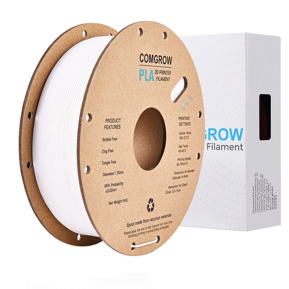 Filamento de impressora 3D Comgrow PLA 1,75 mm 1 kg bobina branca