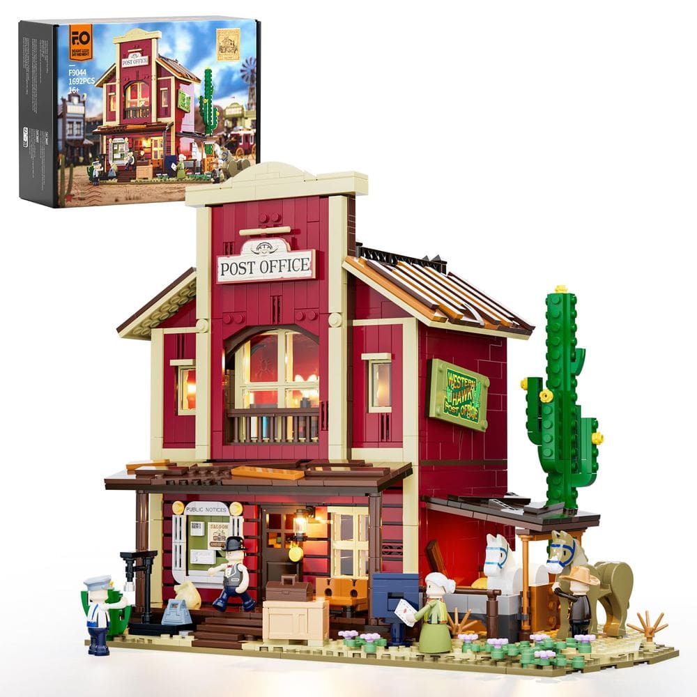 Conjunto de tijolos de construção FUNWHOLE Old West Post Office 1692 unidades