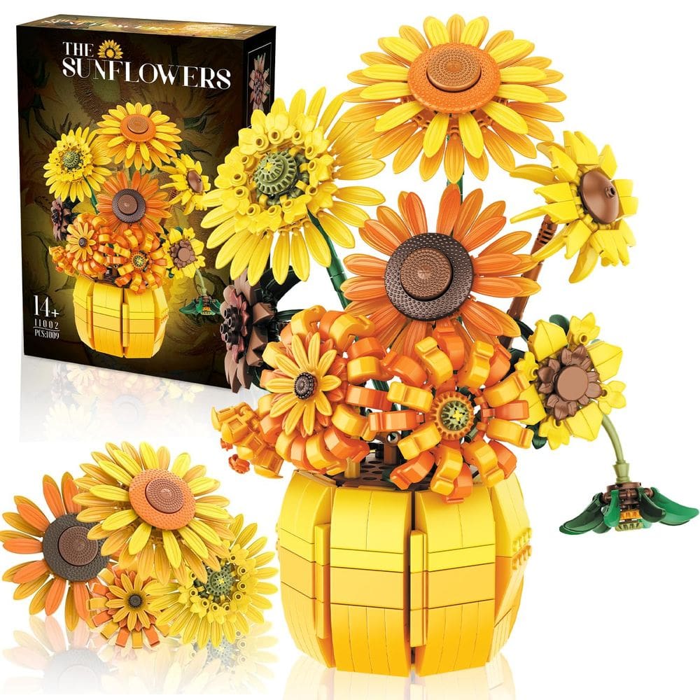 Conjunto de construção de flores Van Gogh Sunflower 1009 unidades para adultos