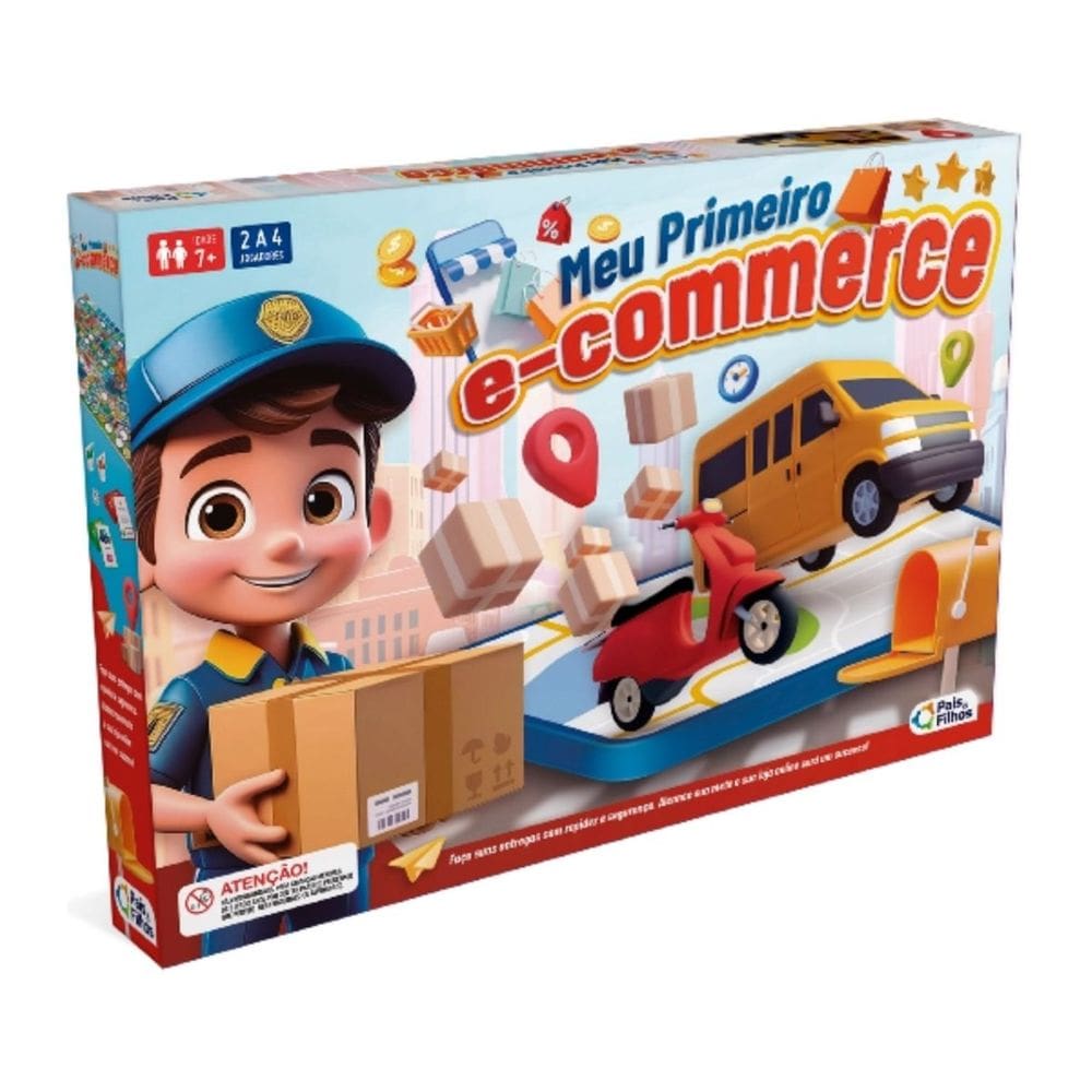 Jogo de Tabuleiro Meu Primeiro E-Commerce Infantil Didático Interativo Pais e Filhos