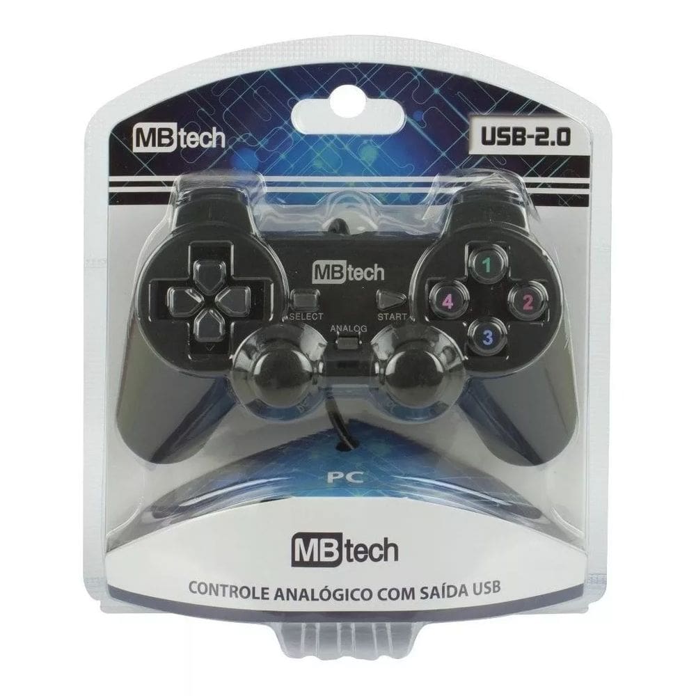 Controle Usb Pc Vibração Resistente Analógico Compatível PS2