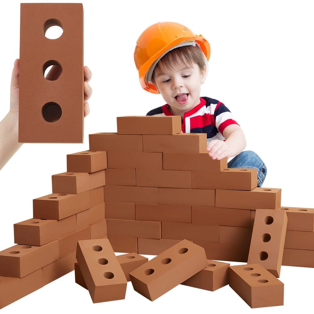 Blocos de tijolos de espuma Zhanmai Large Stacking Toy, pacote com 50 unidades, vermelho