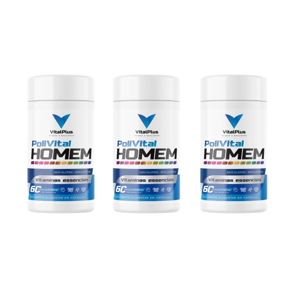 Vitalplus Premium Polivitamínicos HOMEM - KIT 3 UNIDADES - 180 Cápsulas
