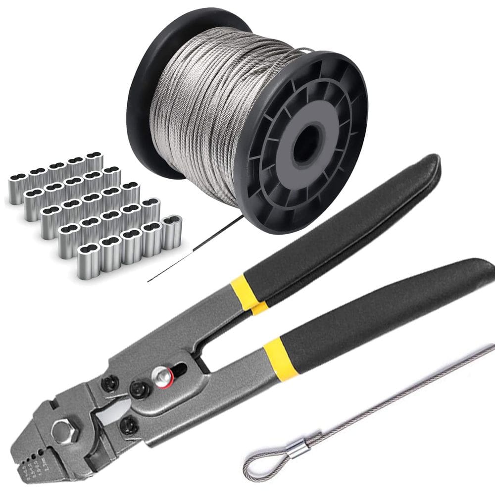 Kit de ferramentas de crimpagem de cabo de aço AOOCY com aço inoxidável de 1,5 mm