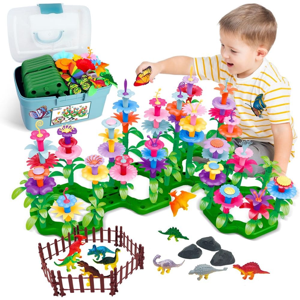 Blocos de construção Leetous Dinosaur Flower Garden 167 PCS