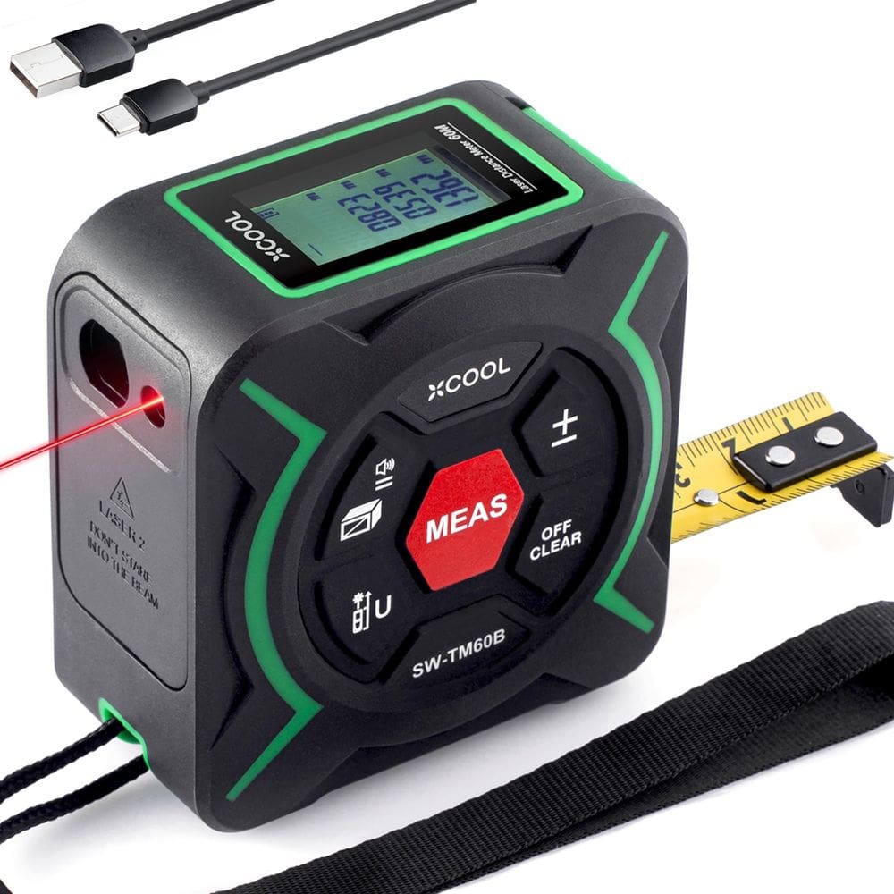 Fita métrica a laser 2 em 1 XCool 197 pés e 3 m com gancho magnético