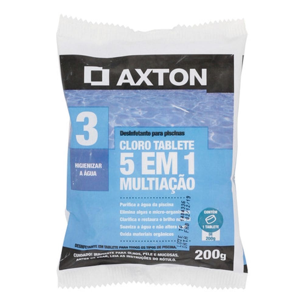 Cloro Multiacao 200g Para Piscina Pastilhas 5 Em 1 Axton