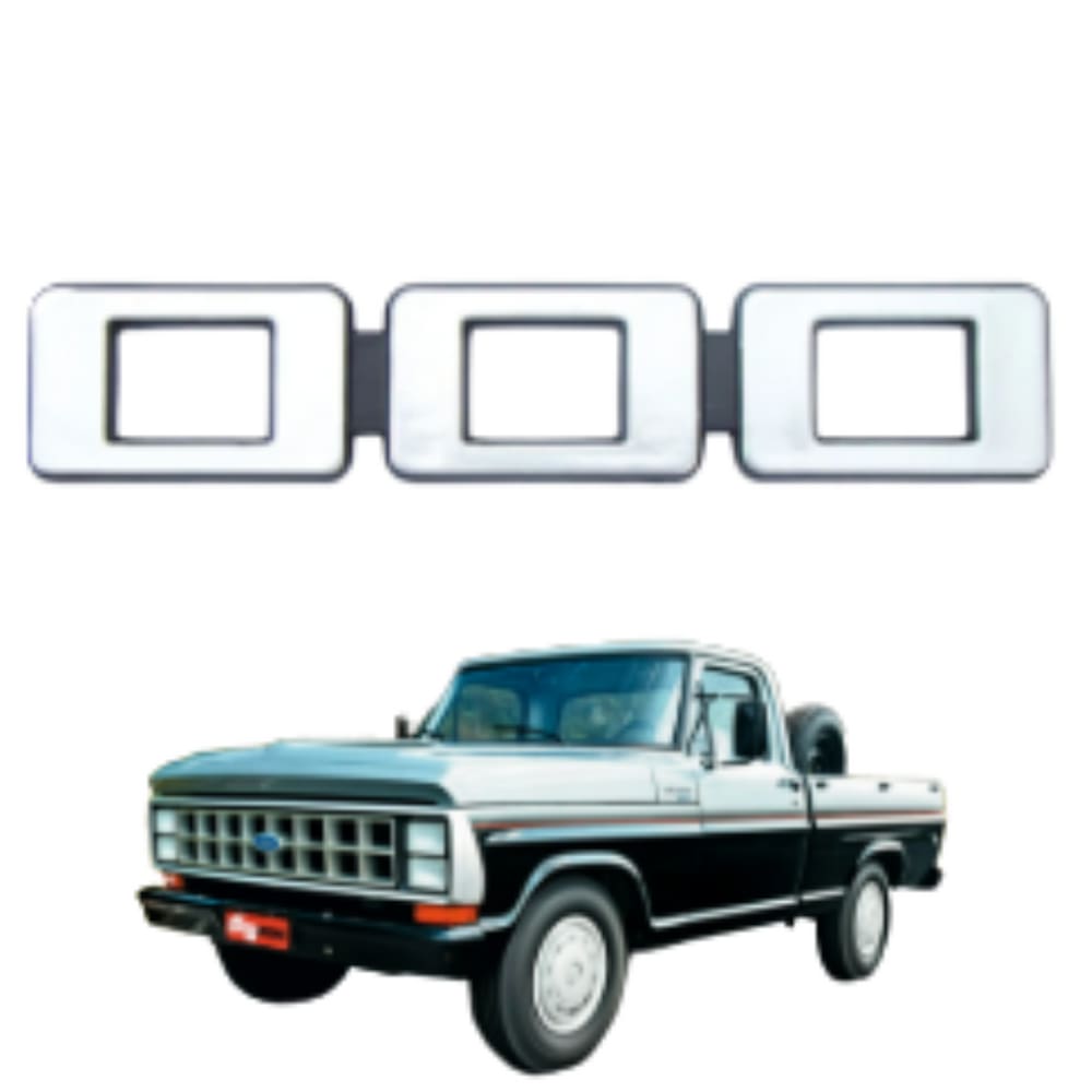 Emblema 000 Ford F1000 F2000 F4000 Cinza com Fundo Preto