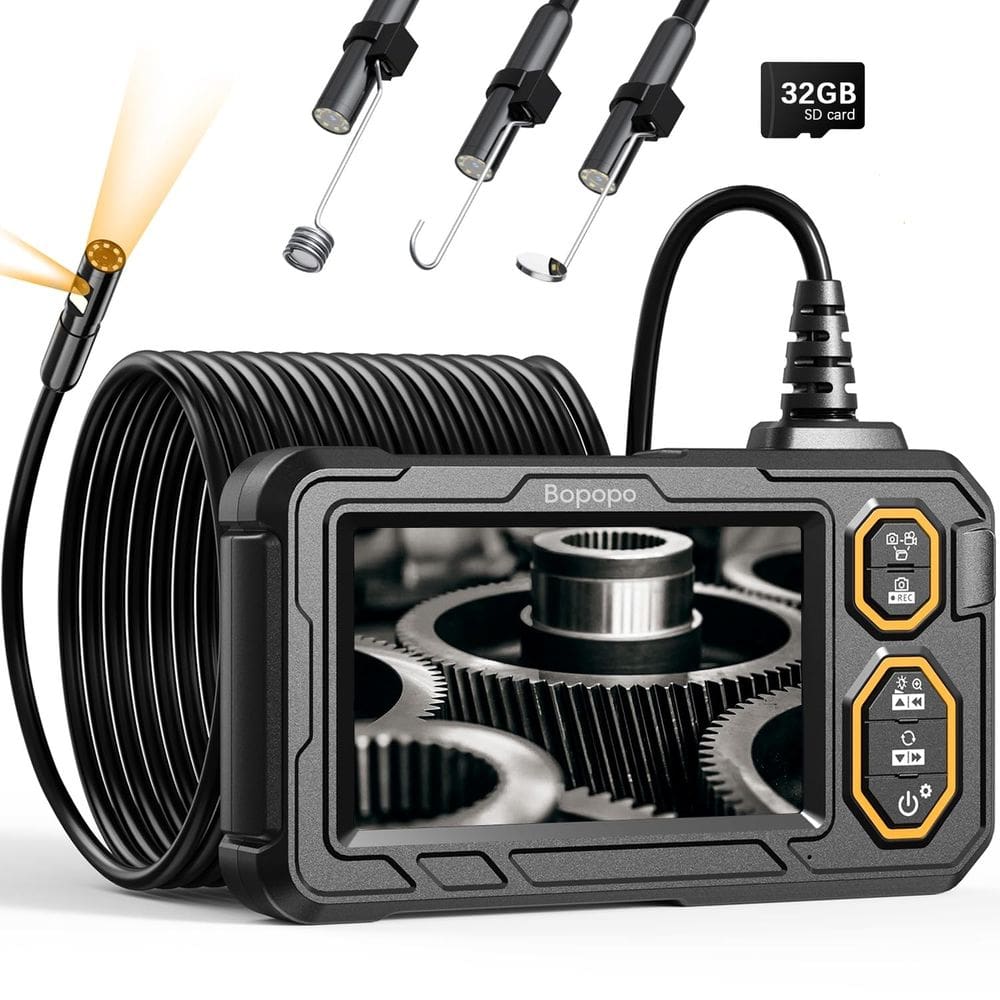 Câmera endoscópica bopopo Dual Lens 1080P HD 4,3" com tela IPS