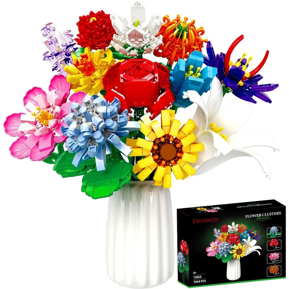 Conjunto de construção de buquê de flores EMANNON 1064 PCS Bricks Blocks