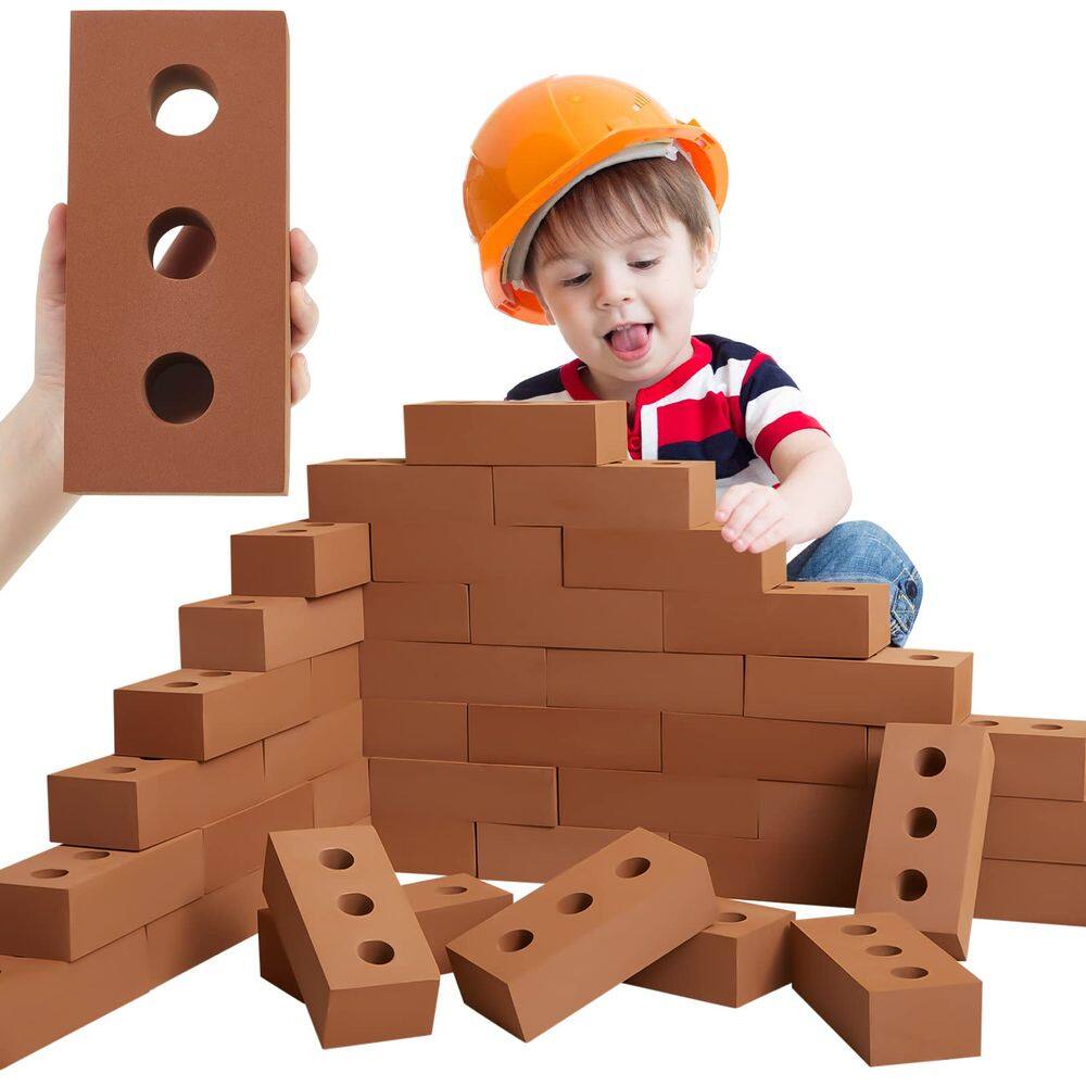 Blocos de construção de tijolos de espuma Deekin 30 unidades para crianças 20x10x6cm