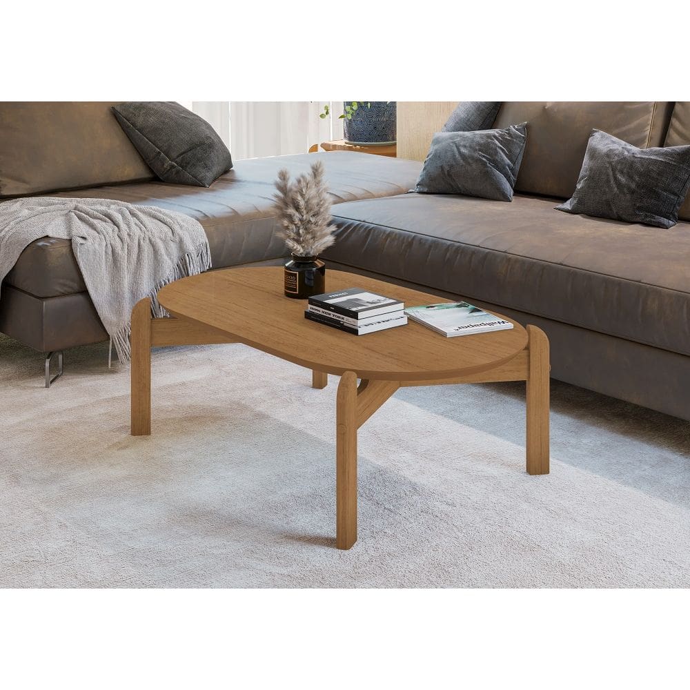 Mesa de Centro Lizz Tampo Oval Marrom Casa D