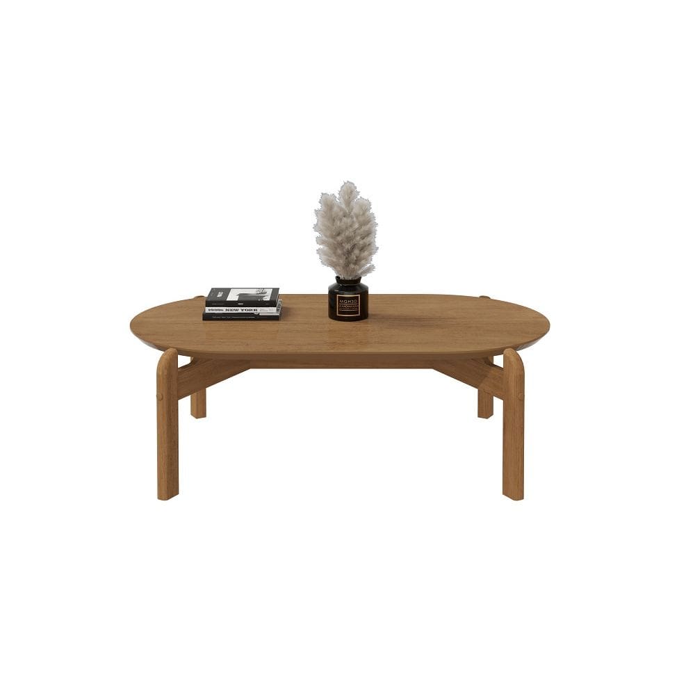Mesa de Centro Inove Tampo Oval Cedro Marrom Casa D