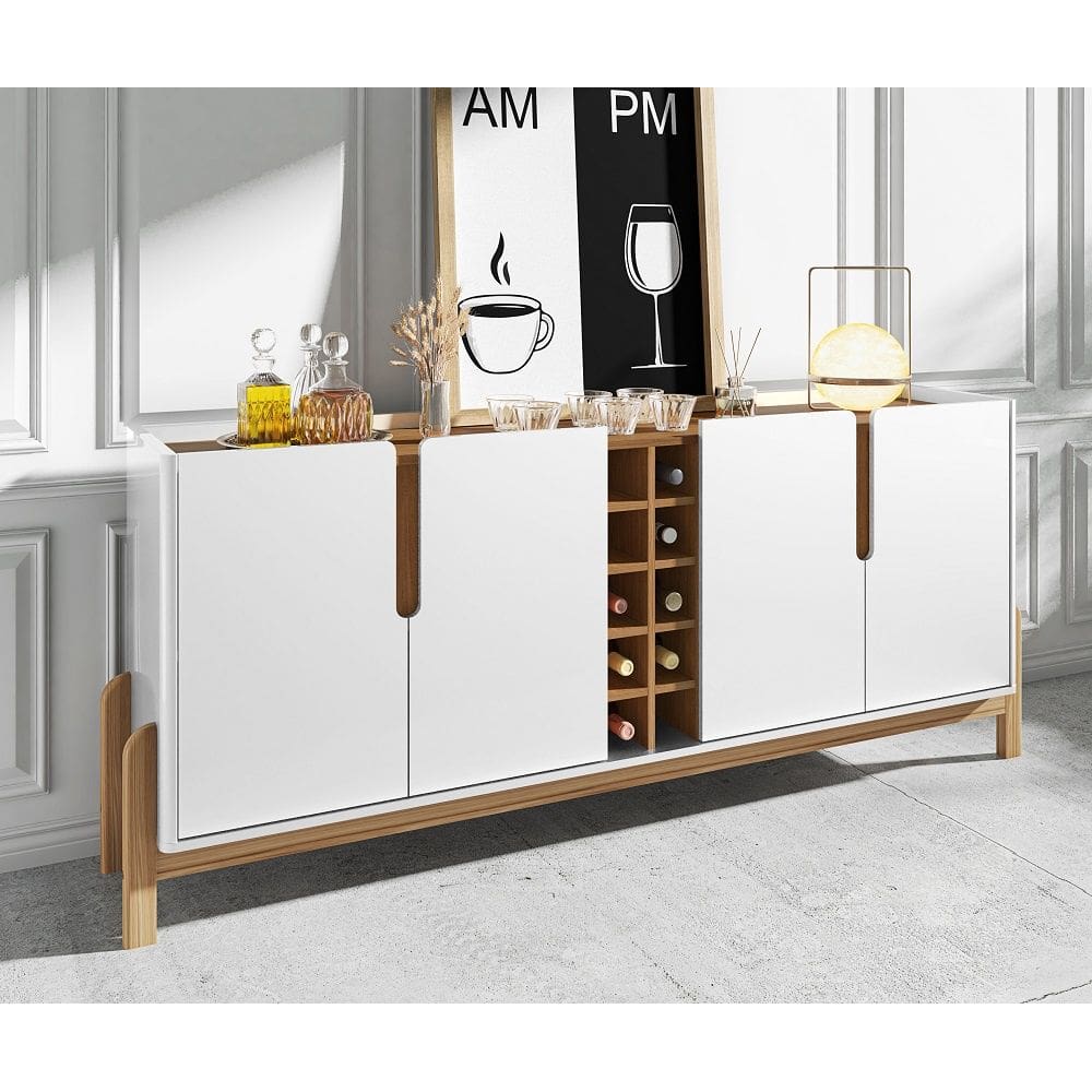 Aparador Buffet Lizz com Adega 190cm Branco Marrom