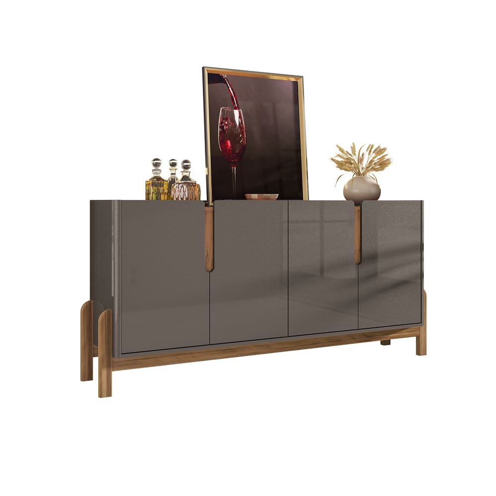 Buffet Aparador Sala Lizz 170cm Cinza Pérola Marrom Cedro Casa D