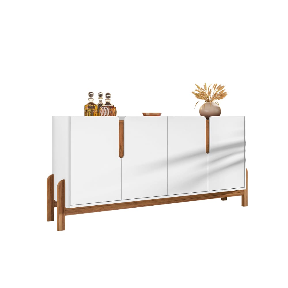 Buffet Aparador Sala Lizz 170cm Branco Marrom Cedro Casa D