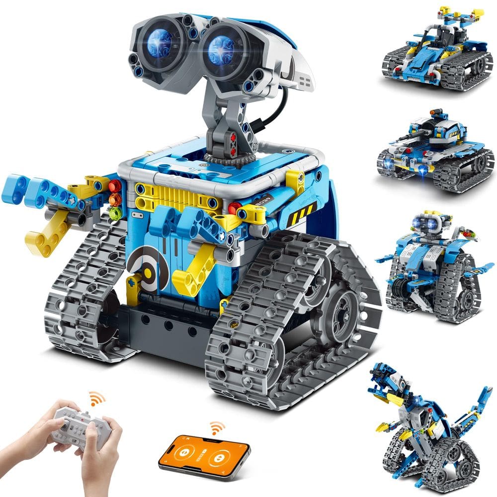 Kit de construção de robôs Mibido 5 em 1 Remoto/App Control 8-14Y