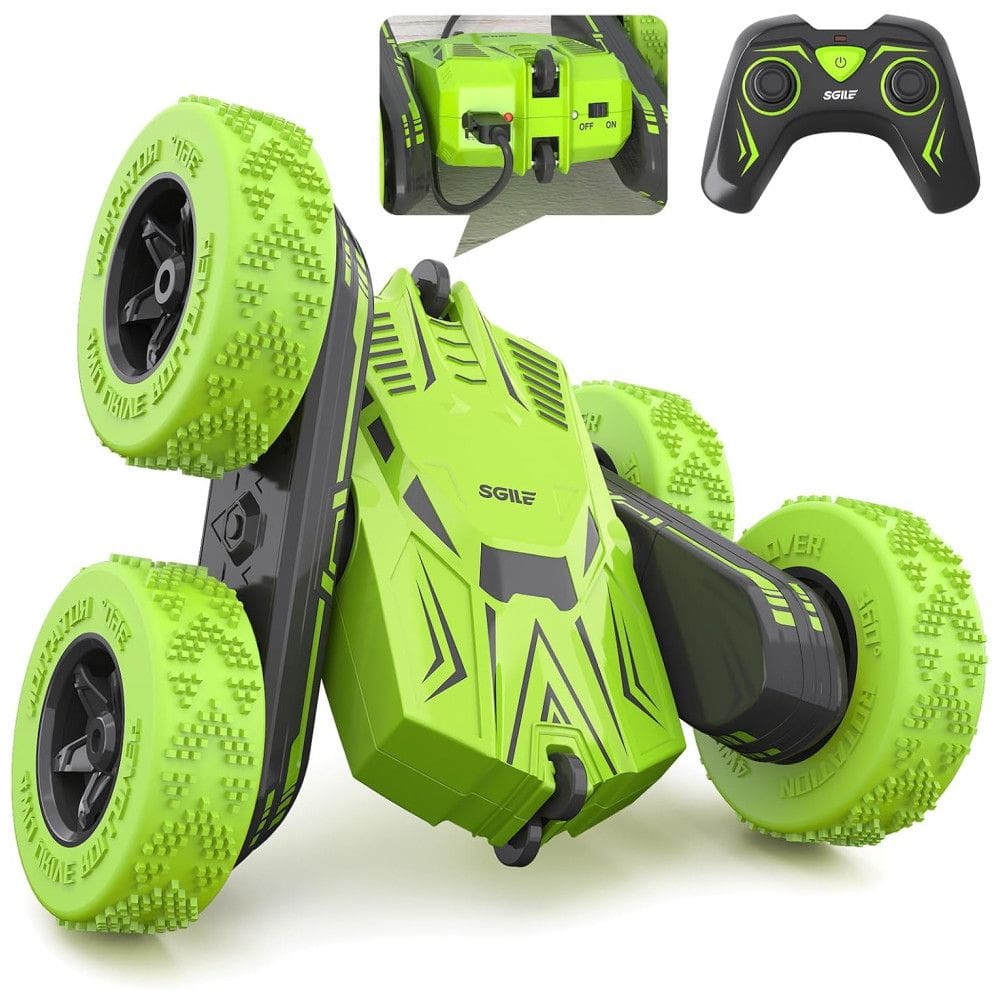 Carrinho de Controle Remoto, 4WD 2.4 Ghz, 360 com Bateria Recarregável, SGILE, Verde