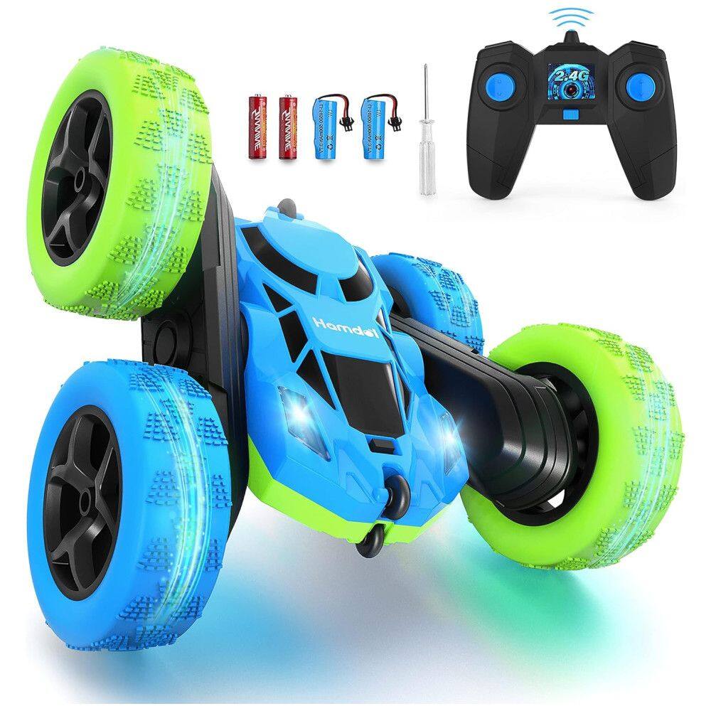 Carrinho de Controle Remoto 360 de Rotação com Luz LED e Velocidade 10 km por hora, HAMDOL T1, Azul