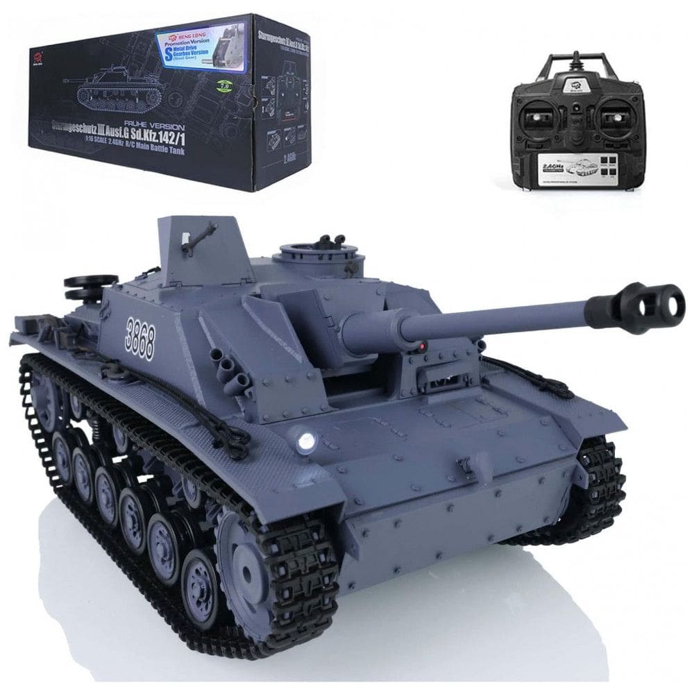 Tanque de Guerra TOUCAN RC HOBBY German Stug III 3868 com Controle Remoto, Escala 116, Azul