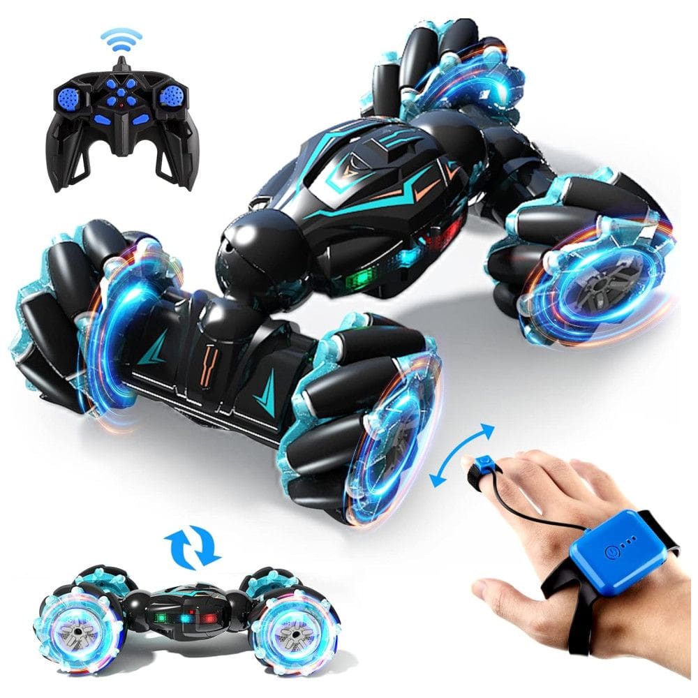 rinho de Controle Remoto com Sensor de Gestos e 360 de Rotação, DEEJOY RC Stunt Car, Preto