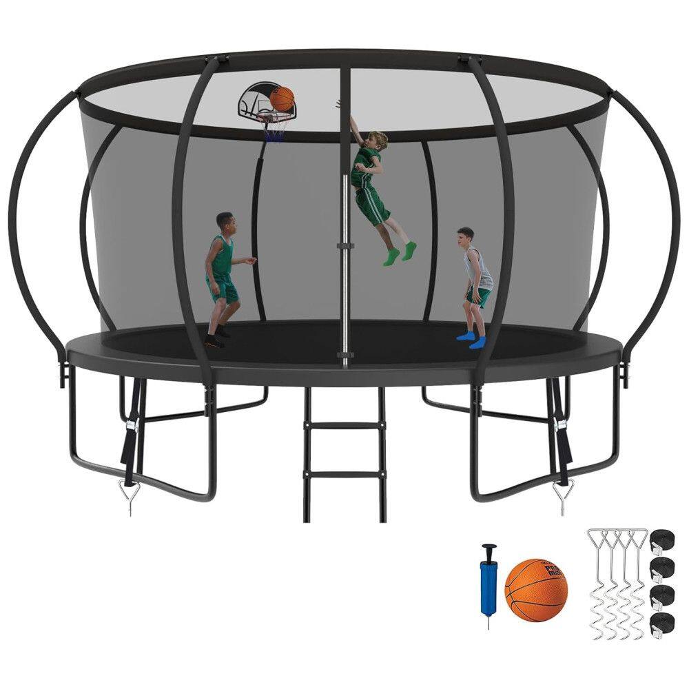 Cama Elastica Capacidade até 544 kg com Cesta de Basquete, SKYUP, Preto