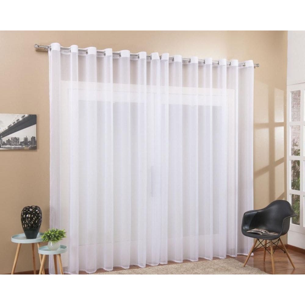 Cortina De Varão Voil Branco 2,80X2,30 Para Sala Ou Quarto