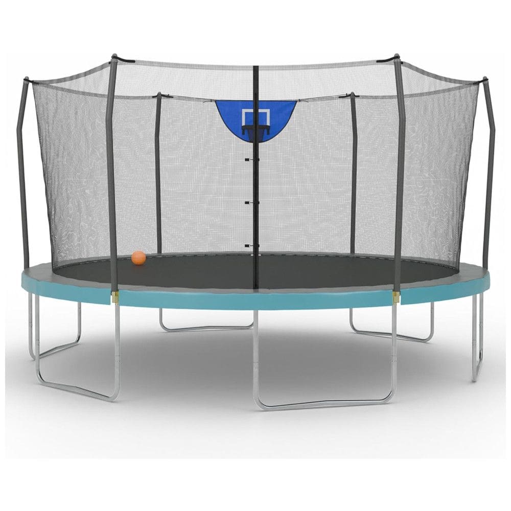 Cama Elastica Capacidade até 125 kg e Tamanho 4 Metros, Skywalker Trampolines, Cinza e Azul