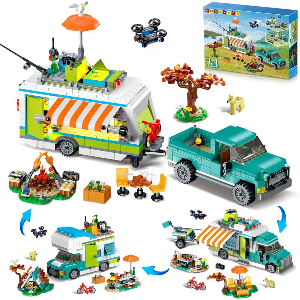 Conjunto de construção HOGOKIDS City Camper Van com luz LED 879 unidades de 6 a 12 anos