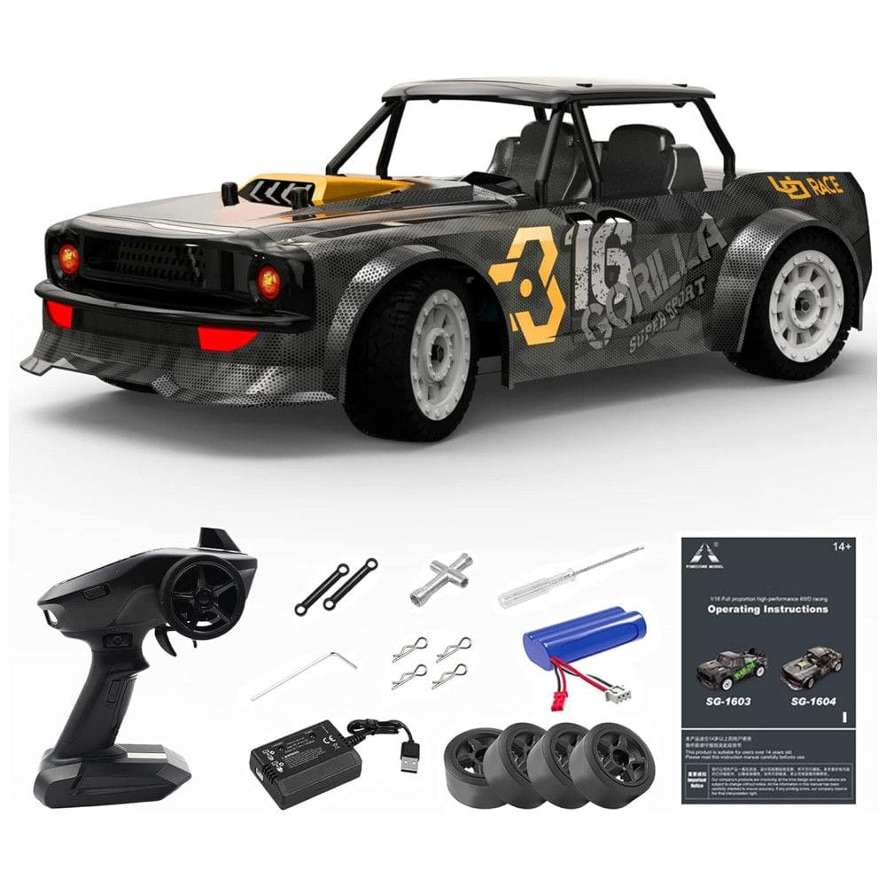 Carro de Controle Remoto Off Road 4x4, Escala 1:16 com Velocidade até 30 km/h, Controle de Direção de 2,4 GHz em Escala Real e Luzes,