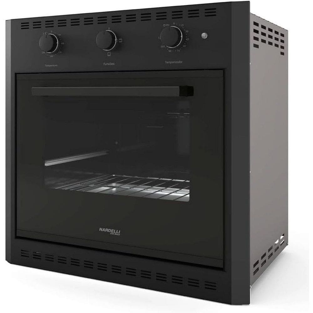 Forno Elétrico de Embutir Frontal 60L Inox/Preto | Nardelli