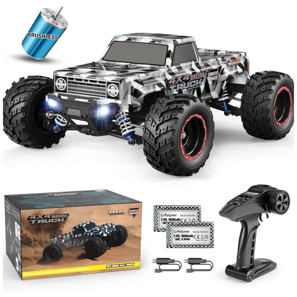 Carrinho de Controle Remoto Off Road 4x4 sem Escova, Escala 1:12  com Velocidade até 55 km/h, Haiboxing 903A, Preto e Cinza