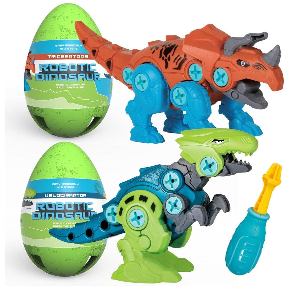 Kit 2 Dinossauros Robôs Triceratops e Velociraptor para Crianças Acima de 3 Anos, Emobii