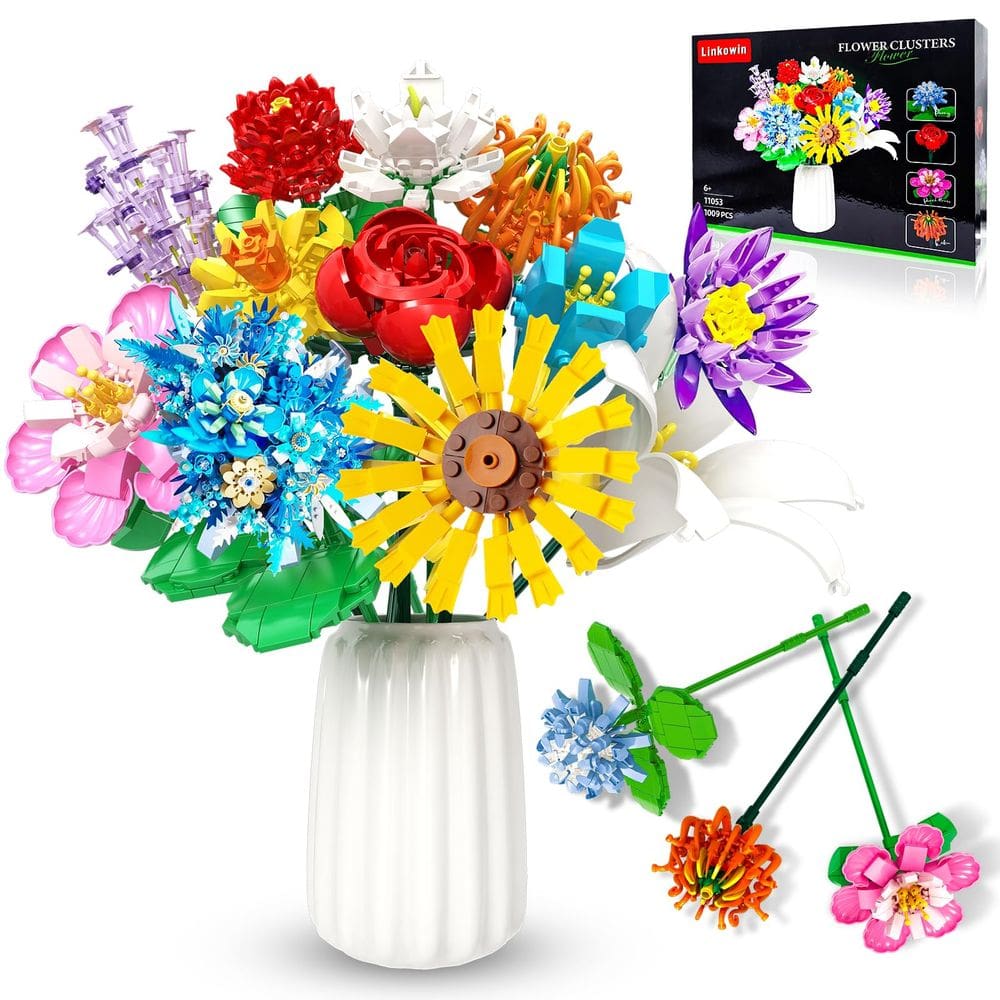 Conjunto de construção de buquê de flores Linkowin 980PCS com 12 flores