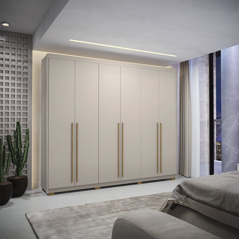 Guarda Roupa Roupeiro Casal Dubai Majestic 6 Portas 6 Gavetas Fendy Vila Rica