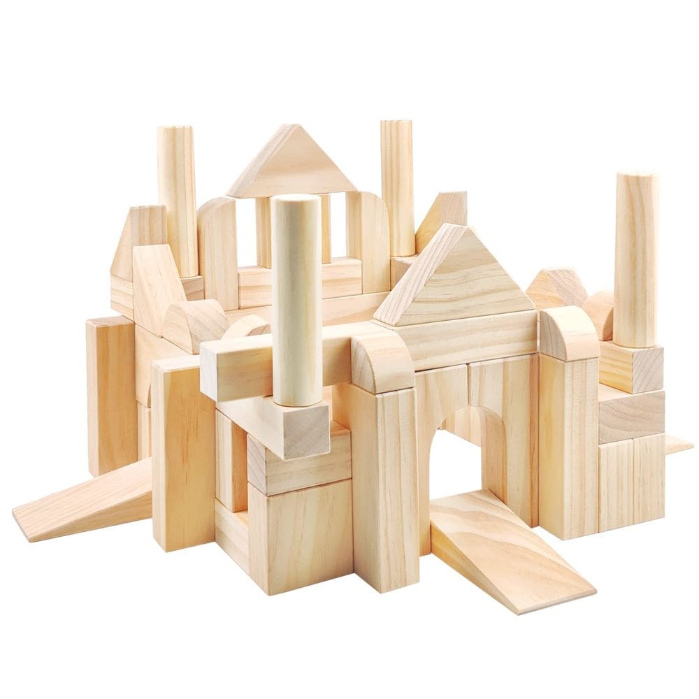 Blocos de construção Onshine Large Wooden 64 peças com caixa de armazenamento
