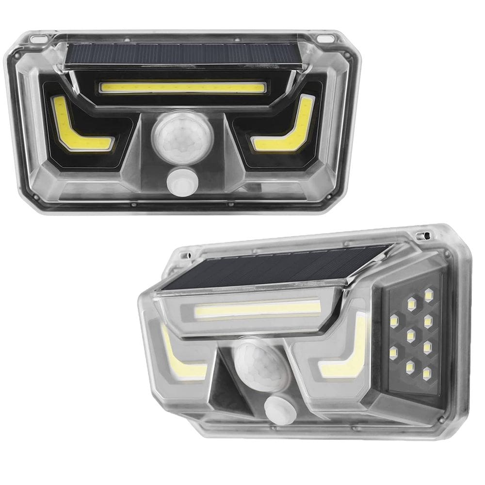 Luminaria Solar Arandela Kit 2 Uni Sensor de Presença Lampada Spot Parede Led Externa Bionic