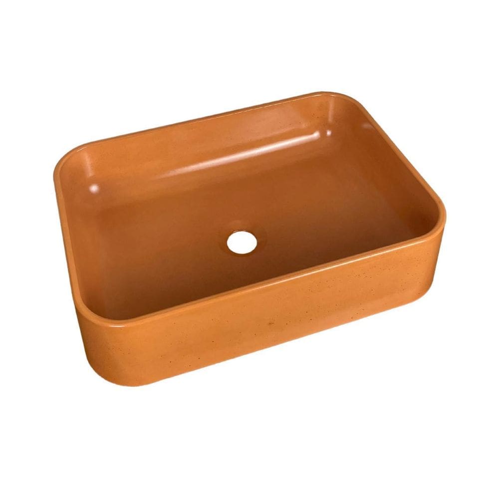 Cuba Terracota Apoio Retangular Banheiro Lavabo Pia Sobrepor