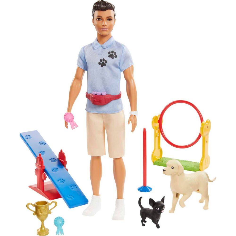 Playset Barbie Careers Dog Trainer com boneca Ken e 2 cães