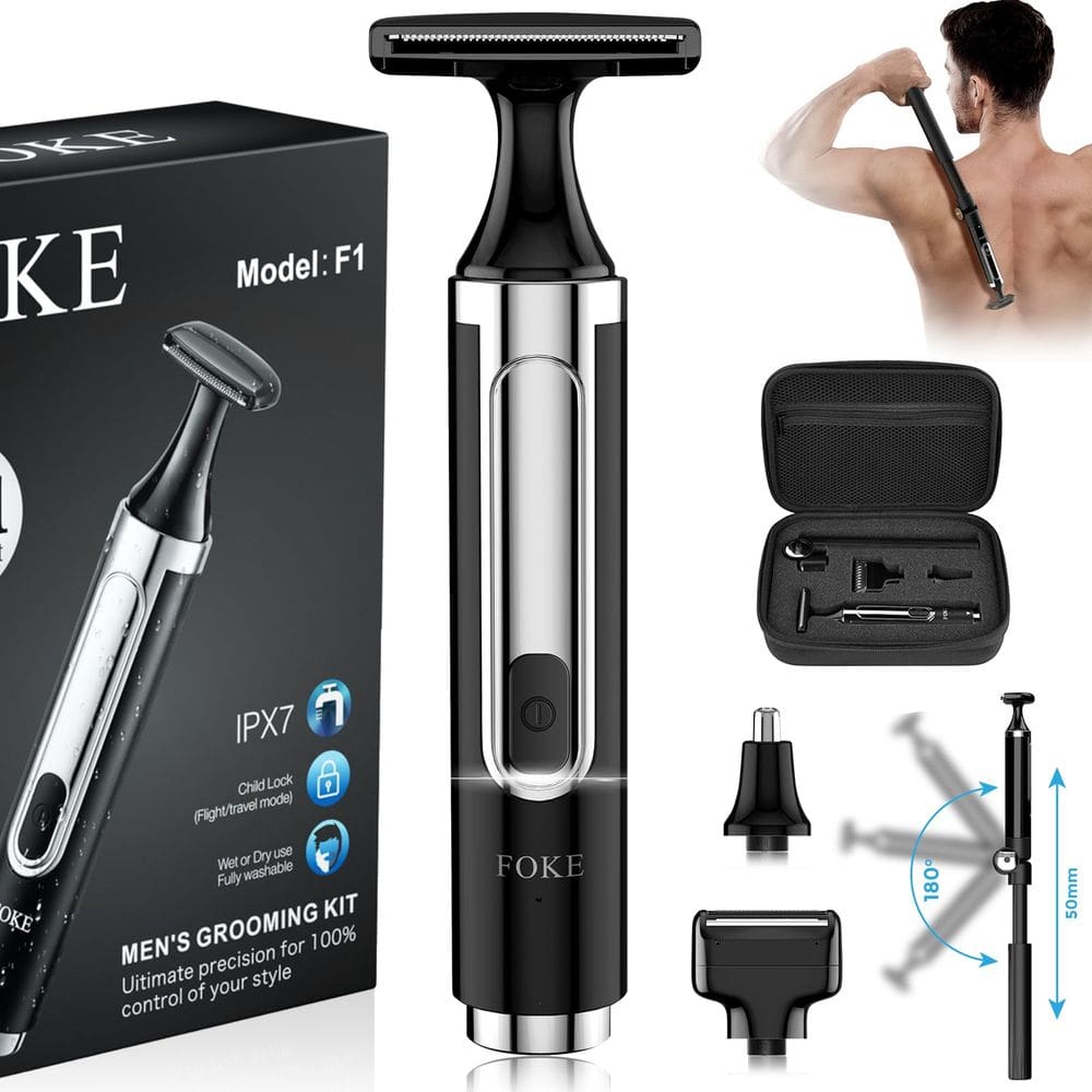 Máquina de barbear FOKE ultra-larga de 4,5 cm, cabeça em forma de T, recarregável
