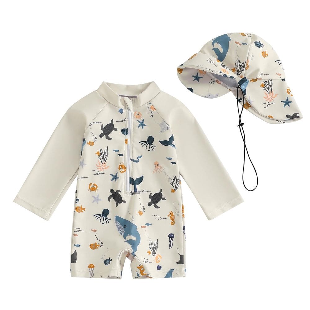 Roupa de banho Baby Boy Rash Guard Hnyenmcko Animal-Beige de 3 a 6 meses