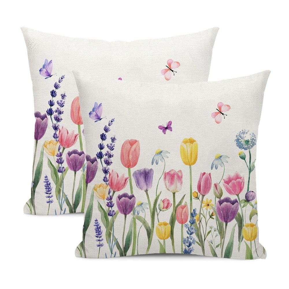 Capas de almofada GOLIANDA Spring 55x55cm Conjunto de 2 flores em aquarela